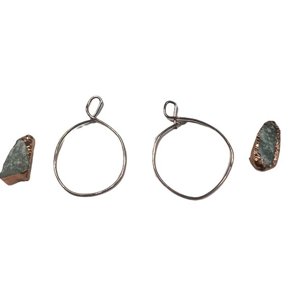 Natural Moldavite & Sterling 925 Boho Metalwork Earrings - Picture 7 of 17